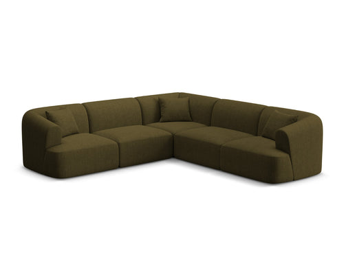 Cosmopolitan Design Symmetrische modulaire hoekbank Campi 6-zits, structurele stof groente - 255x255x70cm