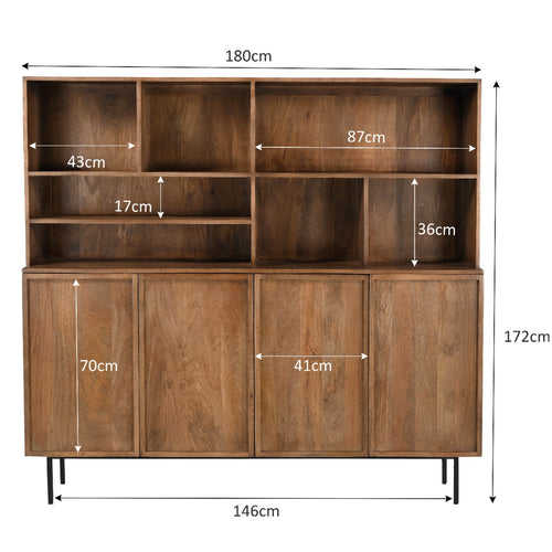 Livingfurn kabinetkast Elan - 180x150x45 cm - mangohout