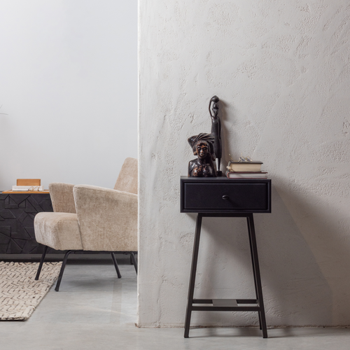 WOOOD sidetable Skybox- Hout/Metaal - Zwart - 70x45x30 - vtwonen shop