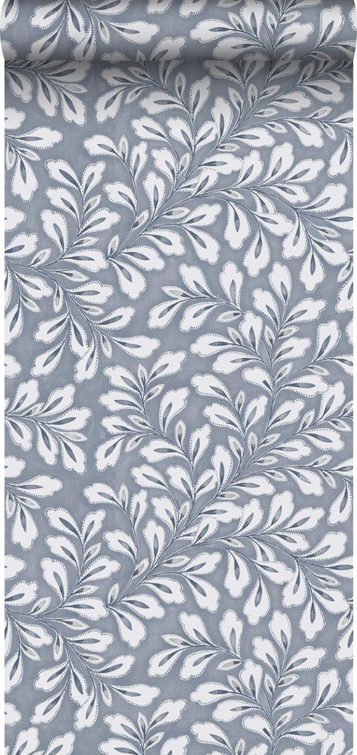 Borastapeter behang bladeren vergrijsd blauw - 53 cm x 10.05 m - 660556