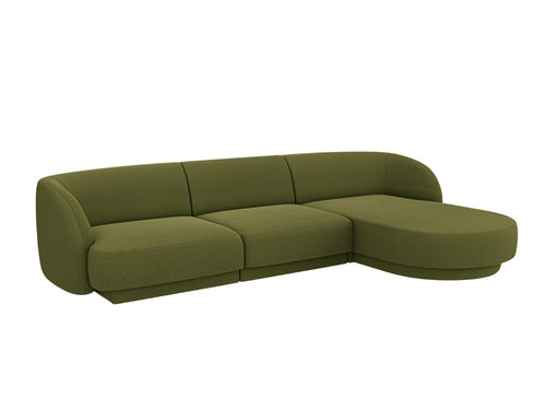 Micadoni rechter hoekbank Miley 4-zits, boucle donker olijfgroen - 156x255x70cm