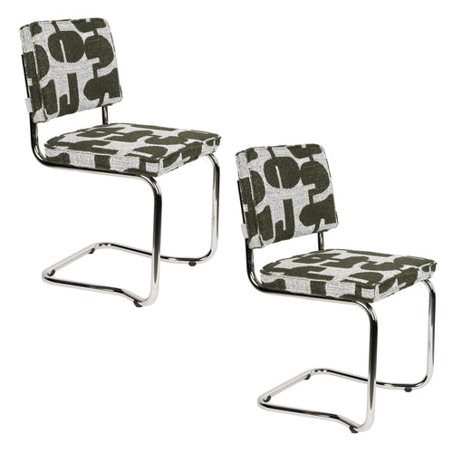 Zuiver Ridge Kink Deco Symbols Eetkamerstoelen Groen - Set van 2