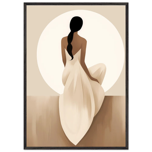 Artfulprints Poster met Lijst Japandi The serene lady   - 70x100 cm - Bruin