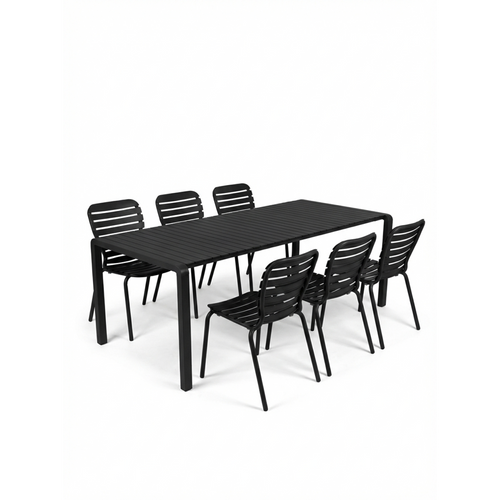Zuiver Vondel Tuinset 6 personen - tuintafel + 6 stoelen Zwart