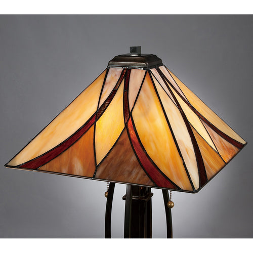 Elstead Asheville - 2-lichts tafellamp brons, tiffany glas, E27