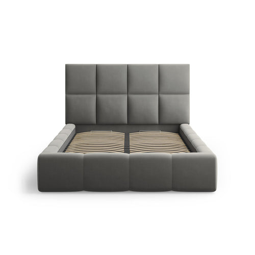 Cosmopolitan Design - Opbergbed met hoofdeinde Livigno 200x180cm flueel lichtgrijs - 230x205x125cm