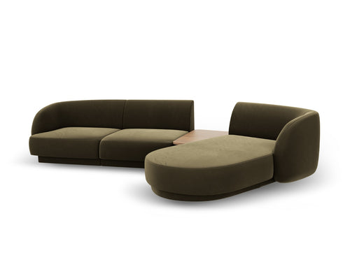 Micadoni Rechte modulaire bank Miley 3-zits, flueel, groente - 178x303x70cm