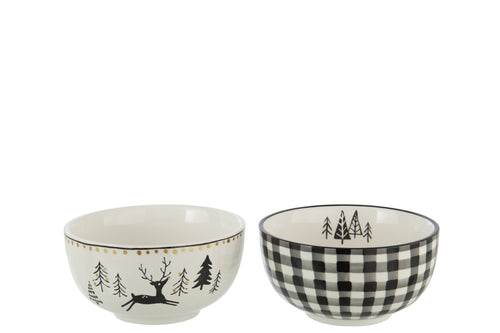 J-Line schaal Dolomiet - keramiek - wit/zwart - 2 stuks - vtwonen shop