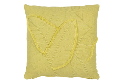 J-Line kussen Bladeren - katoen - limoen/groen