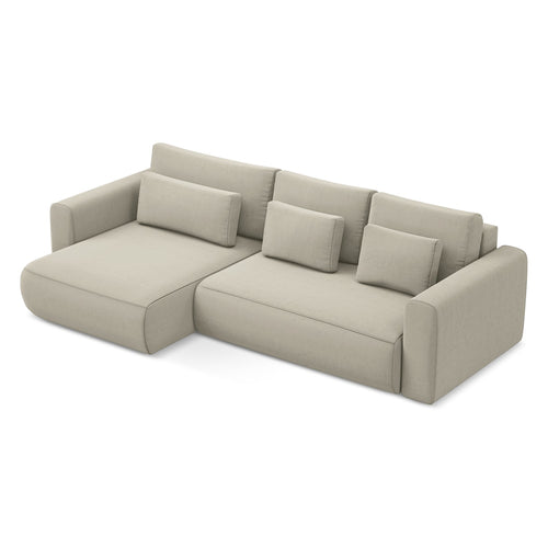 LaMiaSofa hoekbank links Perugia - velours - parel - 278x149x82