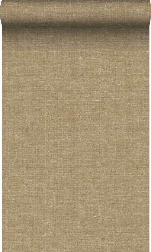 Origin Wallcoverings behang linnenstructuur donker beige - 0.53 x 10.05 m - 347862 - vtwonen shop