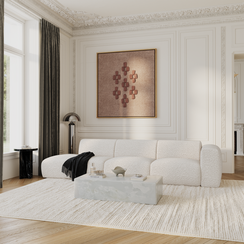 Sia Home - Rechte bank MYRA - Bouclette stof - Crème - 310cm