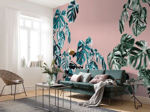 Sanders & Sanders fotobehang jungle roze, groen en blauw - 400 x 250 cm - 612341