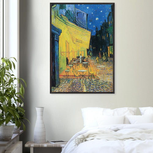Artfulprints Poster met Lijst Vincent van Gogh - Caféterras bij nacht   - 70x100 cm - Meerkleurig