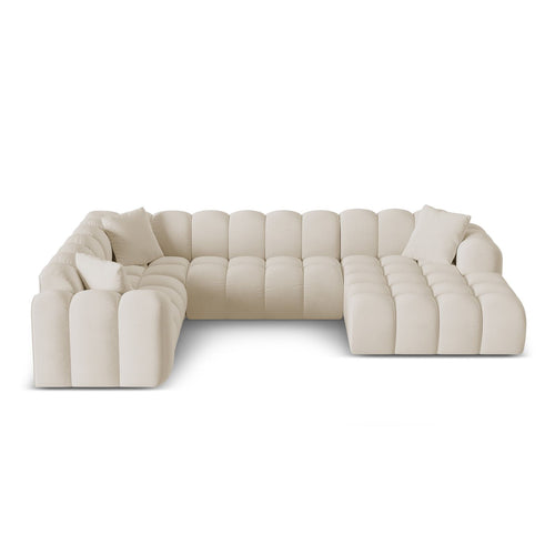 Cosmopolitan Design - Panoramische hoekbank links Treno 4-zits, flueel donkerbeige - 240x330x70cm