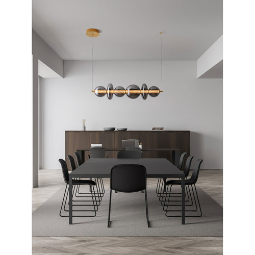 Nova Luce NAVI Hanglamp voor aan het plafond, messing goud, rookgrijs, Triac dimbare LED 29W 3472lm 3000K