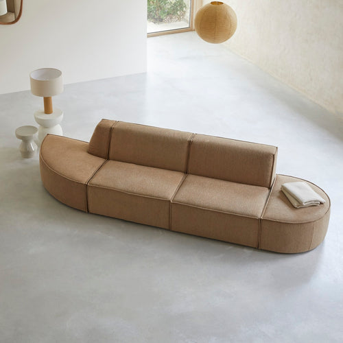 Tikamoon Modulaire 2/3-zitsbank in camelkleurige stof - Bruin