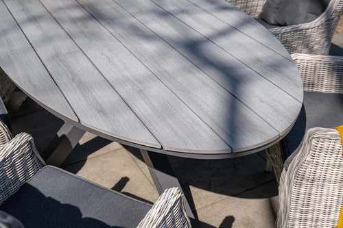 Edison tafel - ovaal - 220x115 cm - carbon black - grey teak Vironwood - vtwonen shop