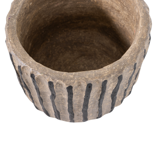 WOOOD decoratie pot Karo - Papier Mache - Zand - 20x25x25