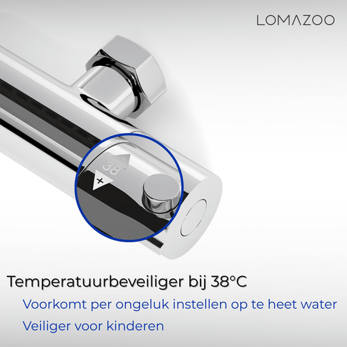 LOMAZOO thermostatische douchekraan - met temperatuurbegrenzer 38°C - chroom - h.o.h. 15 cm