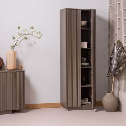 WOOOD hoge kast Nova - Grenen - Truffel Bruin - 215x67x40
