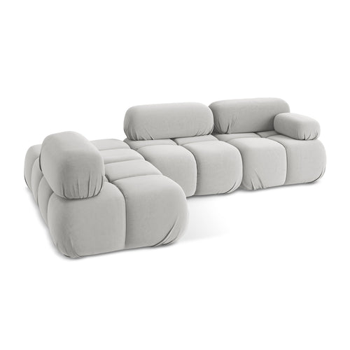 LaMiaSofa hoekbank links Sanremo - velours - zilver - 285x190x70