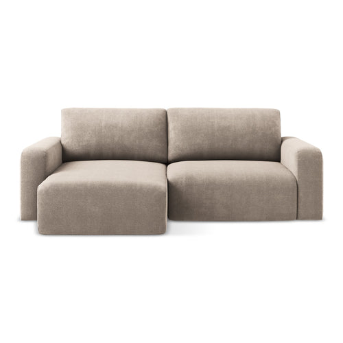 LaMiaSofa hoekbank links Ostia - chenille stof - donkerbeige - 244x149x79