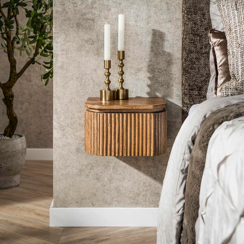 Giga Meubel Zwevend Nachtkastje Wave - Hout - 32x30x19cm - vtwonen shop