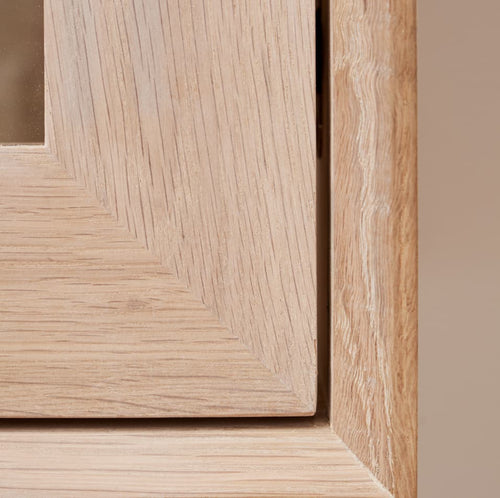 Furnhouse 3-deurs wandkast Porto - Witte olie - MDF, Eikenfineer, Glas - 34x160x60
