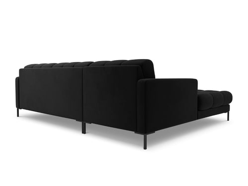 Cosmopolitan Design linker hoekbank Bali 5-zits, flueel, zwart - 185x293x75cm