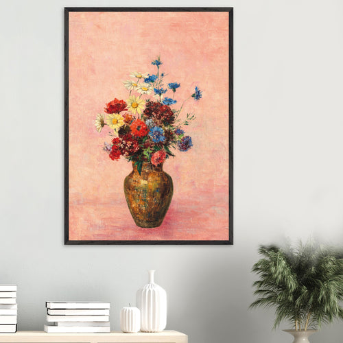 Artfulprints Poster met Lijst Bloemen in vaas 4   - A4 21x29.7 cm - Roze