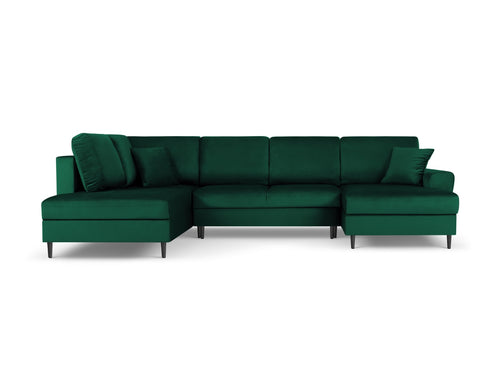 Cosmopolitan Design Links panoramische slaapbank met opbergdoos Kyoto 7-zits, flueel, flessengroen - 194x313x88cm