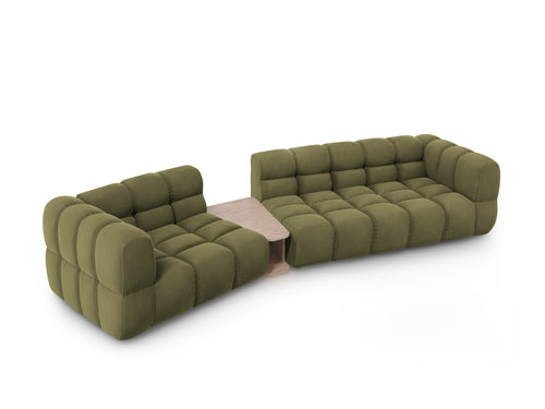 Cosmopolitan Design linker modulaire bank Sky 3-zits, flueel, lichtgroen - 148x353x70cm