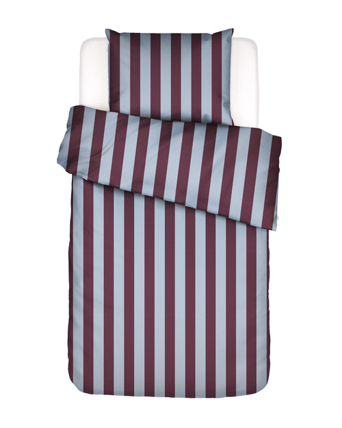 Essenza Minte Stripe dekbedovertrek - Eenpersoons – 140x200/220 cm - Mauve wine - Ice blue
