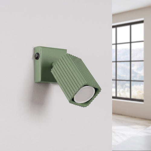 Sollux Lighting Wandlamp RAYO saliegroen met schakelaar - 8x16x16cm