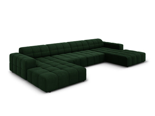 Cosmopolitan Design Panoramische bank Chicago 6-zits, flueel flessengroen - 167x375x78cm