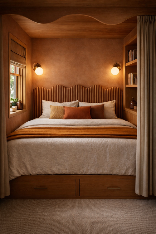 Gestoffeerd hoofdbord met golvende vorm 160x73,5 cm