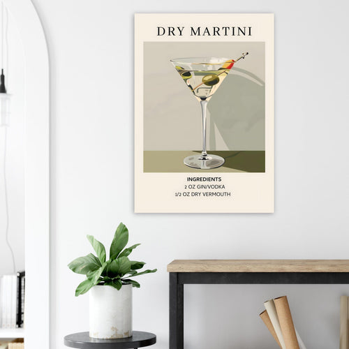 Artfulprints  Dry Martini cocktail - Ingrediënten   poster A4 21x29.7 cm - vtwonen shop