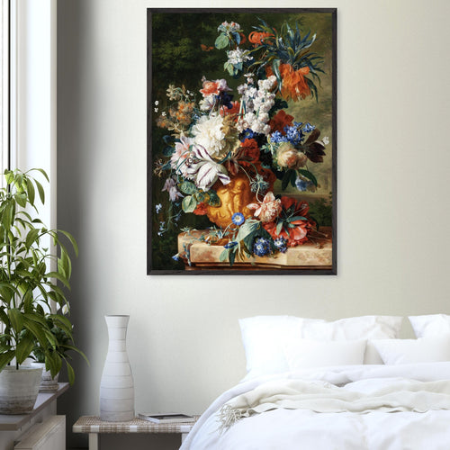 Artfulprints Poster met Lijst Jan van Huysum - Bouquet of flowers in an urn   - 30x40 cm - Meerkleurig