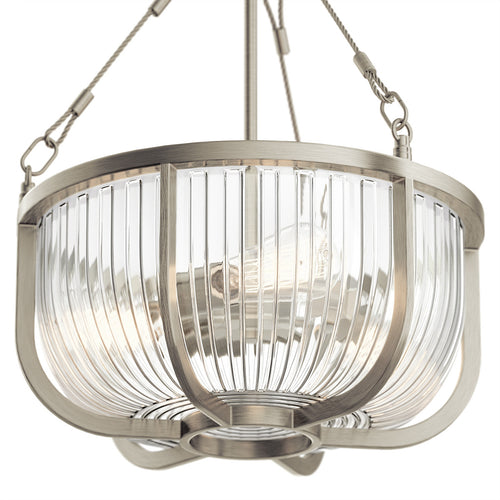 Elstead Kichler Roux Cilindrische hangende plafondlamp geborsteld nikkel