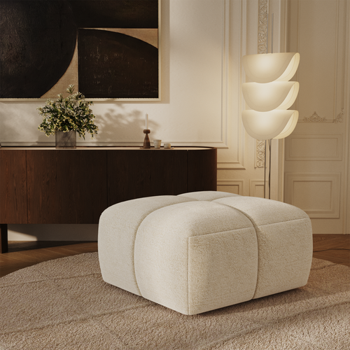 Sia Home - Modulaire poef NUBI - Fluweel met structuur - Crème - 78cm