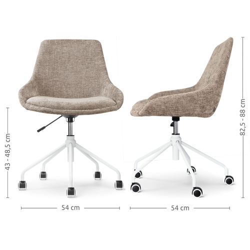 Nolon Nout-Isa Bureaustoel Bruin - Stof - Wit Onderstel - vtwonen shop