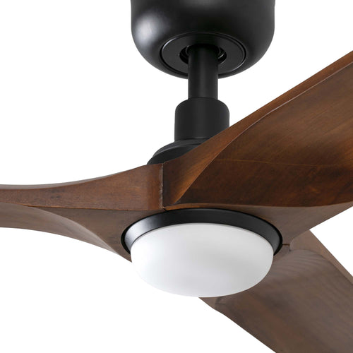 Faro HEYWOOD Grote led-zwart, donker hout DC-plafondventilator met 6 snelheden