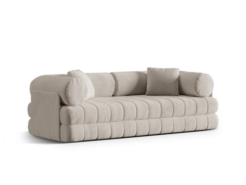 Cosmopolitan Design Converteerbare bank Kemi 3-zits, flueel beige - 95x206x70cm