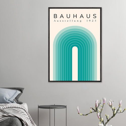 Artfulprints Poster met Lijst Bauhaus - Turquoise rainbow   - 30x40 cm - Turquoise