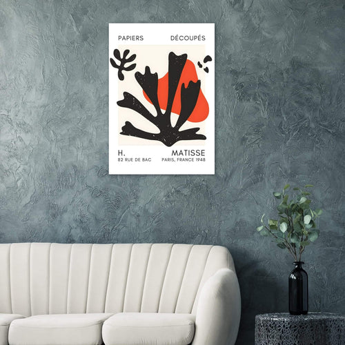 Artfulprints Poster met Lijst Matisse – Abstract bloom black   - 70x100 cm - Zwart