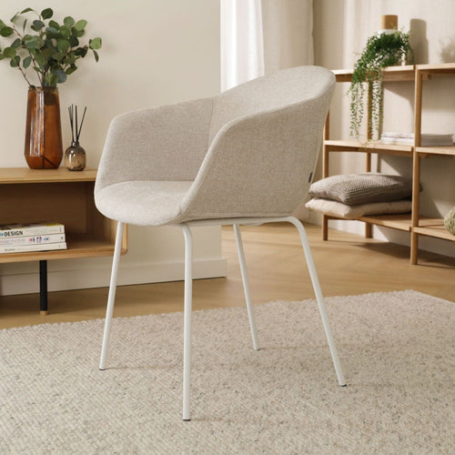 Nolon Nora-Otis Eetkamerstoel Beige - met Armleuning - Wit - vtwonen shop