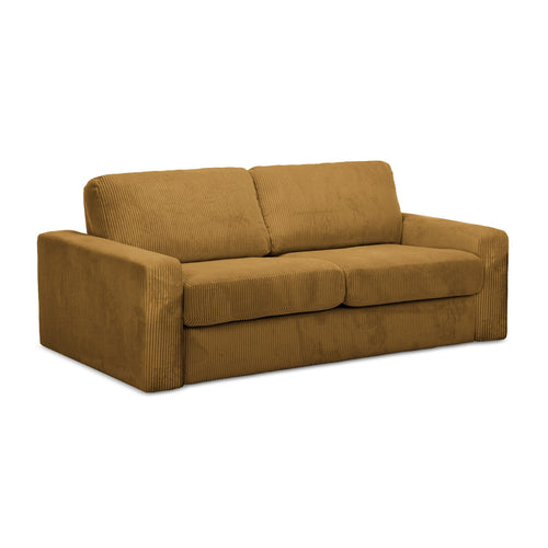 LaMiaSofa 3-zits slaapbank Como - ribfluweel - mosterd - 195x100x80