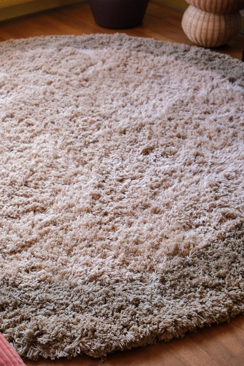 Interieur05 vloerkleed Pilo - hoogpolig - groen/beige - Ø240 cm