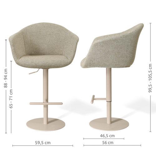 Nolon Niva-Otis tulp barkruk taupe melange - verstelbaar - beige poten